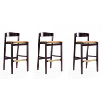 Manhattan Comfort 3-BS014-CL Klismos 40.75 in. Camel and Dark Walnut Beech Wood Barstool (Set of 3)